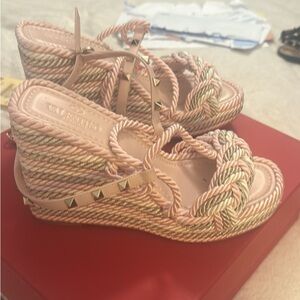 Valentino Garavani Pink and Gold Wedges